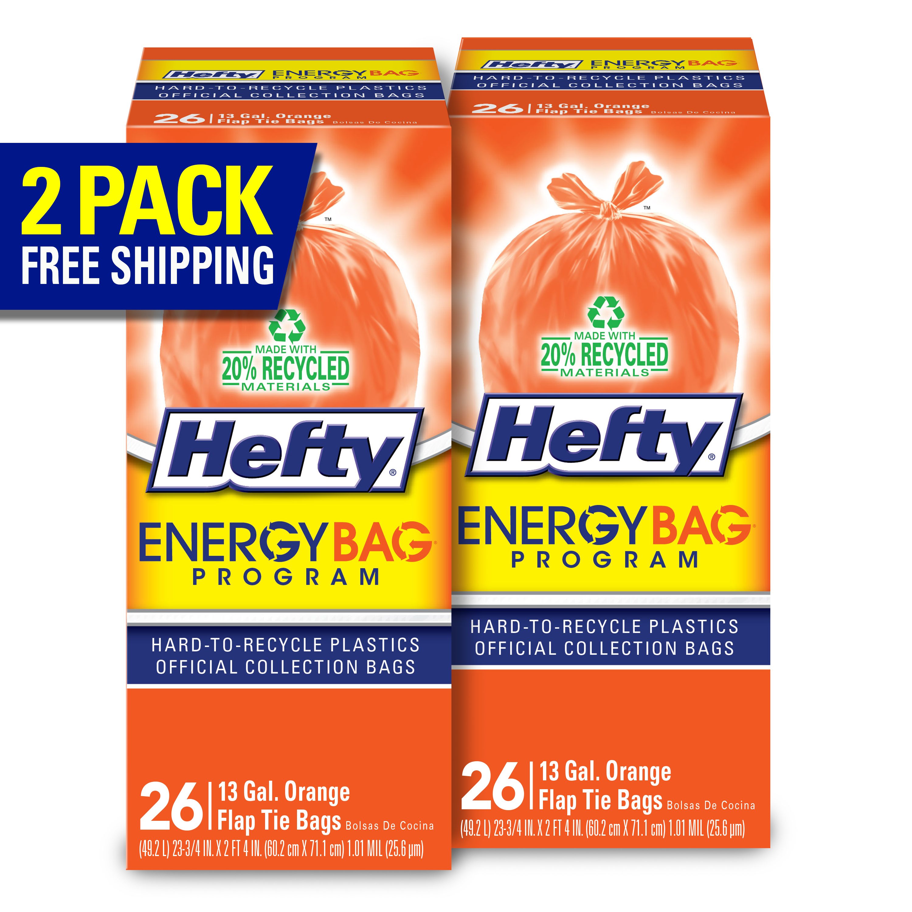 Hefty Energy Bag Program 8 Gallon Orange Flap Tie Bags, 20 ct - Kroger
