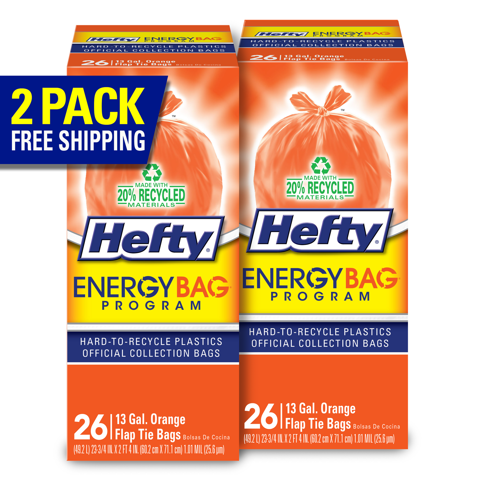 Hefty EnergyBag Orange Flap Tie Trash Bag - 13 Gallon - 26ct 13